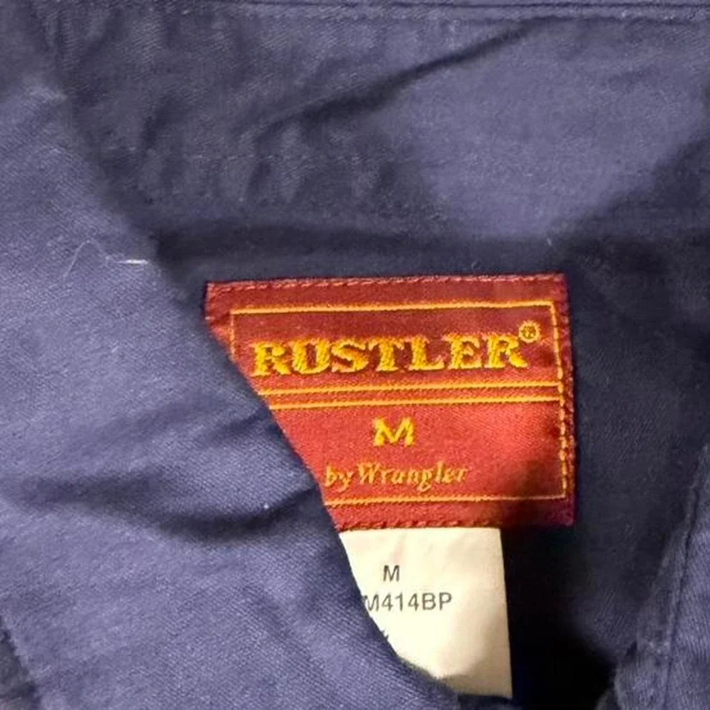 Vintage Rustler Wrangler Color Block Long Sleeve Button Up Western Cowboy Sz M